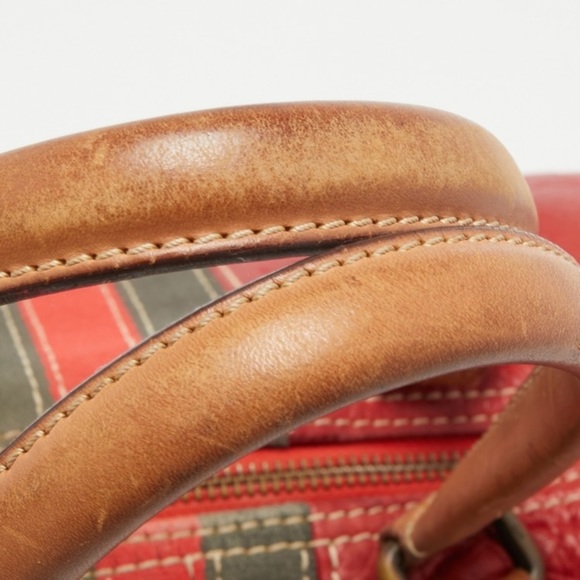 CH Carolina Herrera Red Monogram Leather Andy Boston Bag - Picture 12 of 17